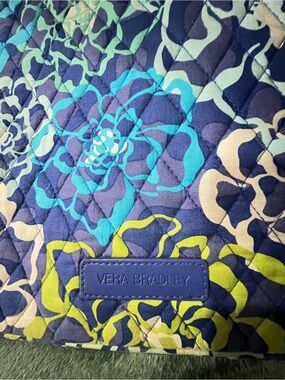 Vera Bradley Blue Teal Lime Floral Quilted Laptop Case